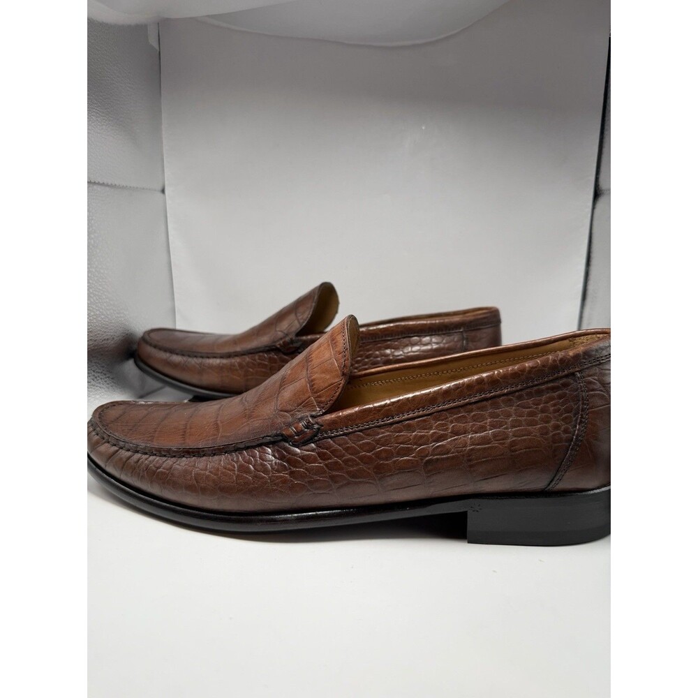 Allen Edmonds Brindisi Crocodile Embossed Leather Loafers Brown Italy Men’s 13 D